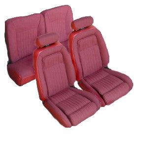 1987-1989 Ford Mustang Front &amp; Rear Set Sport Hatchback W/Leg Lumbar. Leather Inserts. Matching Bolster