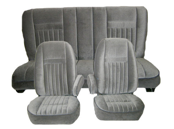 1987-1991 Ford Bronco Front Buckets And Rear Bench Seat Set. Leather With Vinyl Sides &amp; Back